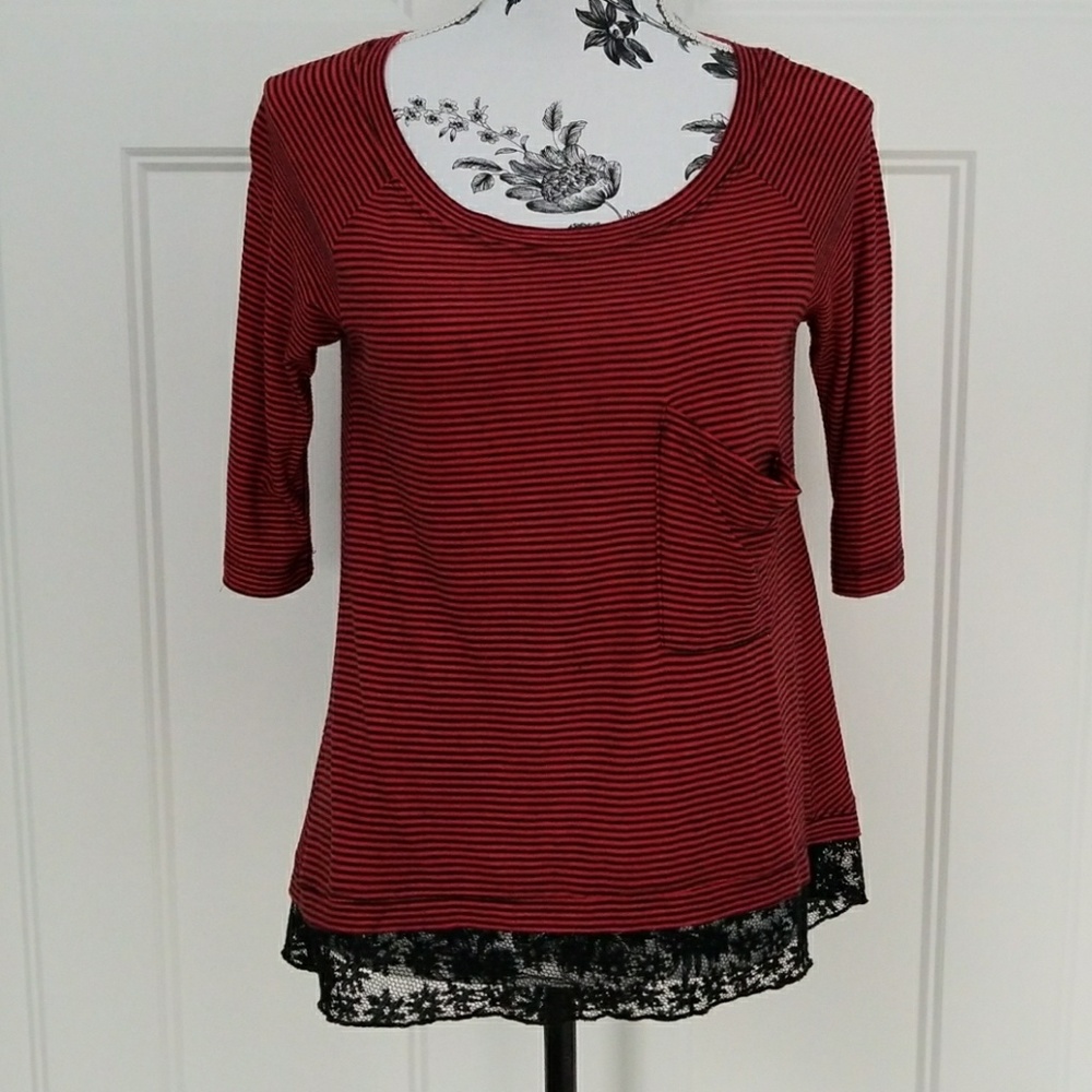 Stripes & Lace Top